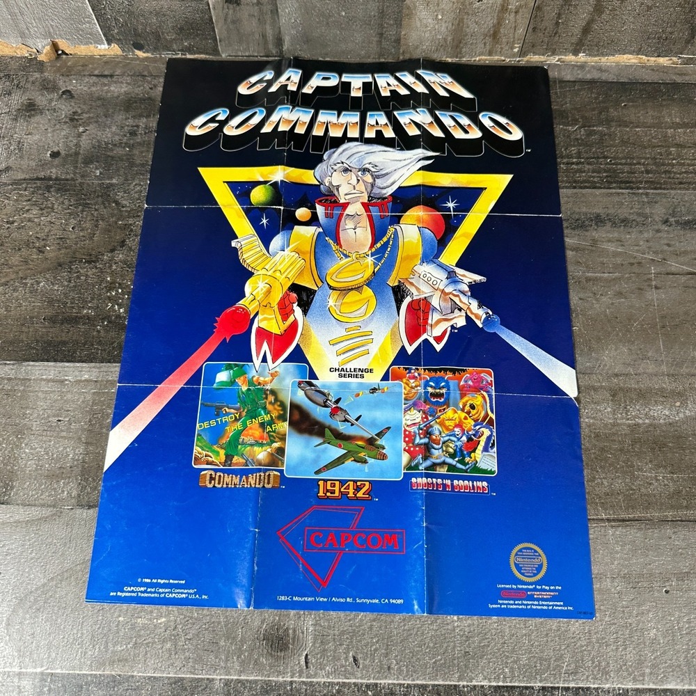 VINTAGE 1986 CAPCOM CAPTAIN COMMANDO VIDEO GAME POSTER NINTENDO NES